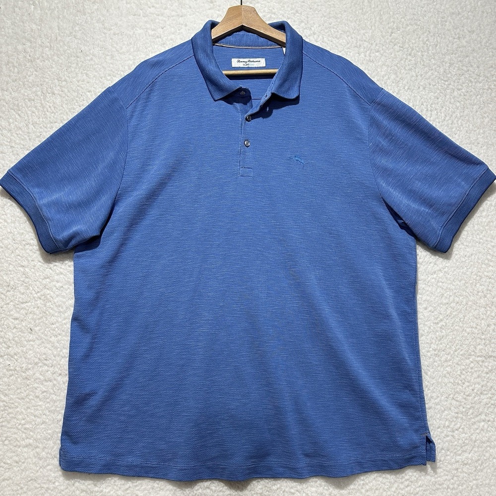 Tommy Bahama IslandZone Polo Mens Blue Marlin Logo Short Sleeve Shirt Size 1XLB